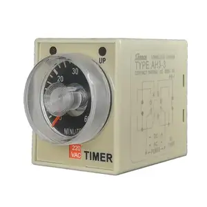 Temporizador de atraso ac 220v, temporizador com relé, 0 ~ 60 segundos, 0 ~ 60 minutos, AH3-3 com base de tomada