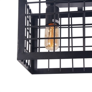 <span class=keywords><strong>Lampadario</strong></span> Industriale C14 a 3 Luci per Bar e Ristoranti, Lampada a Sospensione Nera con <span class=keywords><strong>Gabbia</strong></span> in Ferro e Paralume a Rete, Catena per Lampadari da Isola - Product Image 5