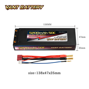 Vant 2S Lipo バッテリー 2S 5200mAh 50C ハードケース 高品質 4mm ディーンズコネクター付き RC トラック/トラギー/レーシングホビー用 - Product Image 2