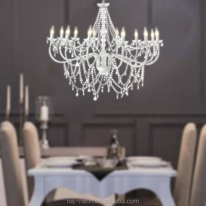 Đèn chùm pha lê treo Đèn chùm treo Thiết kế hệ thống chiếu sáng và mạch điện kiểu châu Âu Sơn trắng, pha lê acrylic 8 cánh tay - Product Image 1