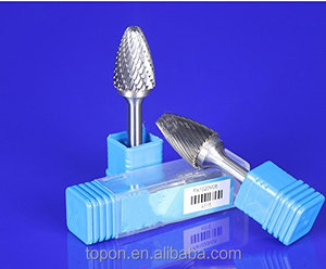 TOPON pointed end <strong>clinder</strong> carbide cutting rotary files bur <strong>head</strong> tree conical shape arc pointed nose - Product Image 3