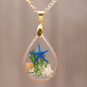 Mode Tetesan Kalung Laut Liontin, Paduan Kalung Pantai Bintang Laut Asli - Product Image 3