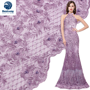 Bestway Tissu africain en dentelle <span class=keywords><strong>2018</strong></span> avec pierres et perles pour robes de dame FL0354 - Product Image 1