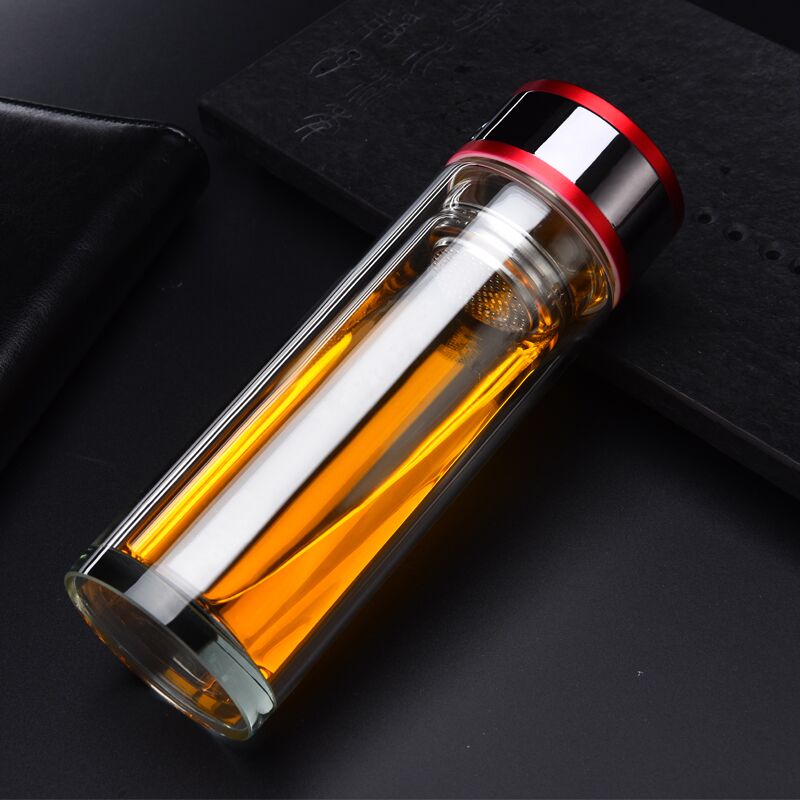 320ML Double Walled Glass Water Bottle With Tea Infuser