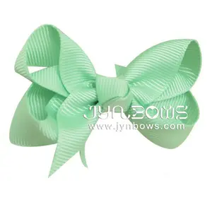 Wholesale Hair Bow Custom Handmade 2.7 Inch 196 Pure Color Print Ribbon Grosgrain Bow Hair Clips for Girls Kids Hair decoration