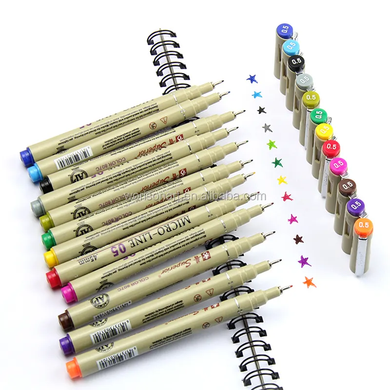 ซูพีเรีย12สีวาดเข็มปากกา0.45มิลลิเมตรFinelinerนิเมชั่นการออกแบบวาดกราฟฟิคผ้าศิลปะMarkerสำหรับอุปกรณ์การเรียน