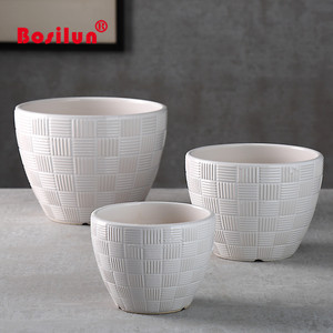 Rond en relief en grès émaillé d'ornement en plein air pot de fleurs en céramique - Product Image 3