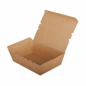 Wegwerp Ecologische To-Go Container Bruin Kraftpapier Lunchbox