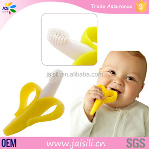 Vendedores calientes Tranquilizar herramientas 100% BPA silicona cepillo de dientes plátano bebé mordedor - Product Image 1