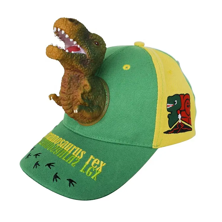 قبعات بتصميم جديد على الموضة من القطن 100% مخصصة بشعار مطرز للديناصورات/الباندا/البطاريق/أسماك القرش قبعات على شكل حيوانات