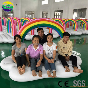 Gold Supplier <span class=keywords><strong>rainbow</strong></span> cloud 6 person giant Inflatable Water floating <span class=keywords><strong>island</strong></span> swimming pool inflatable float - Product Image 6