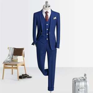 Stile di <span class=keywords><strong>moda</strong></span> di <span class=keywords><strong>alta</strong></span> qualità MTM fatto a Meausre tre pezzi due bottoni classico nero Slim Fit Tailor Made abito da sposa per uomo - Product Image 3