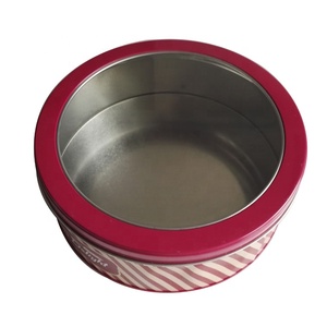 Tùy chỉnh in ấn cấp thực phẩm tinplate có thể vàng <span class=keywords><strong>Cookie</strong></span> lưu trữ bao bì vòng bánh container hộp thiếc với nắp rõ ràng cho món quà - Product Image 3