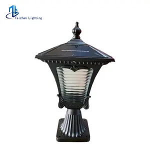 Solar pillar light outdoor waterproof led main gate lights exterior post top lamps use for villa garden lighting