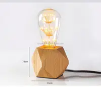 Lámpara de mesa pequeña de madera para decoración de dormitorio y hogar