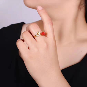 <span class=keywords><strong>Anello</strong></span> in <span class=keywords><strong>Argento</strong></span> Sterling <span class=keywords><strong>925</strong></span> Placcato Oro 18k con Corallo Rosso Naturale Italiano per Donne, Design Scultura Rosa Fiore <span class=keywords><strong>Serpente</strong></span> - Product Image 6