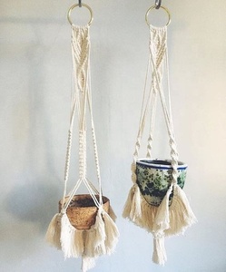 Handmade Macrame Fabric Plant Hanger with Beads for Home & Garden Decoration - Product Image 5