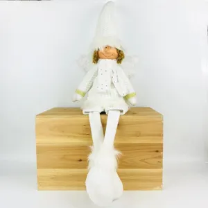 White Artificial Woolen Yarn Plush Angel Dolls Holiday Xmas Table Decorations Fabric Angel For Christmas Decor