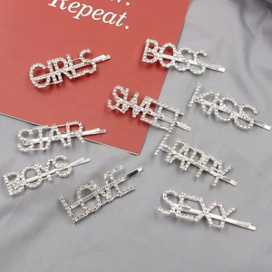 Vente chaude mode mot pince à <span class=keywords><strong>cheveux</strong></span> bling lettre épingle à <span class=keywords><strong>cheveux</strong></span> strass pinces à <span class=keywords><strong>cheveux</strong></span> pour les femmes filles - Product Image 1