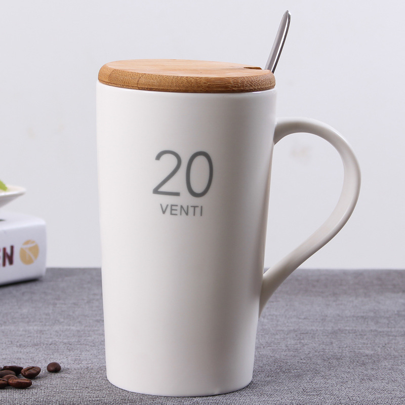 3oz 12oz 16oz 20oz Tall Cup with Bamboo Lid Ceramic Mug