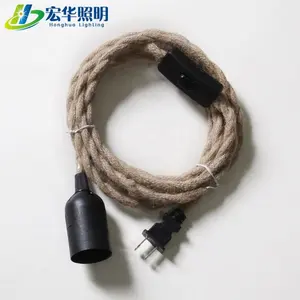 장식 펜 던 트 빛 Socket Fabric Cable 로프 Cord Lamp 소지자 와 Switch