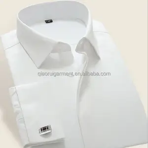 New design for men white twill french cuff dress man shirts tuxedo