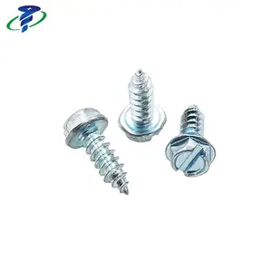 Zinc Plated Slotted Hex Washer Head Sheet Metal Screws For Box, License Plate, Switch Plate