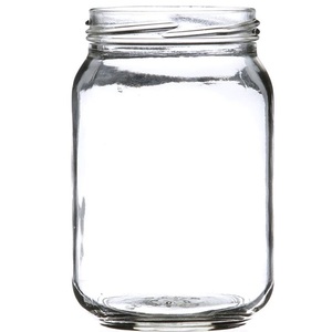 12 oz/16 oz Chiaro Rotondo di <span class=keywords><strong>Vetro</strong></span> Barattolo di Economia, Lug Foderato Oro Pulsante di Chiusura In Metallo-Vuoto - Product Image 1