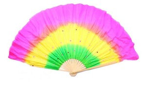 Abanico de baile del vientre con velos, abanico <span class=keywords><strong>plegable</strong></span> de bambú de mano corta para práctica de <span class=keywords><strong>bailarina</strong></span> de vientre, Color degradado - Product Image 2