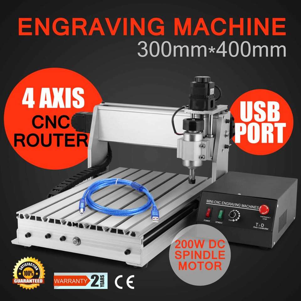 Vevor 4 Axis Mini CNC Router 3040 Machine for Wood Engraving ...