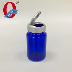 Botol Plastik PET Biru Kobalt, 100Ml dengan Tutup Atas Flip