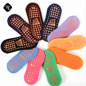 Bulk Großhandel benutzer definierte Anti-Rutsch-Silikon gel Baumwolle Kinder Griff Trampolin Socken