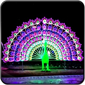 Decorazioni Natalizie RGB Blu Bianco Bianco Caldo Illuminazione a LED Design Pavone Luci 3D con Cambio Colore IP65 - Product Image 6