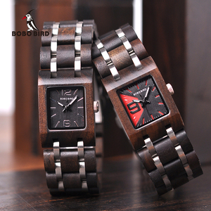 Shenzhen China Supplier Custom Logo Women's Luxury Charm Wristwatch Square Wooden Watch Miyota Movement 22mm Band 3bar Water