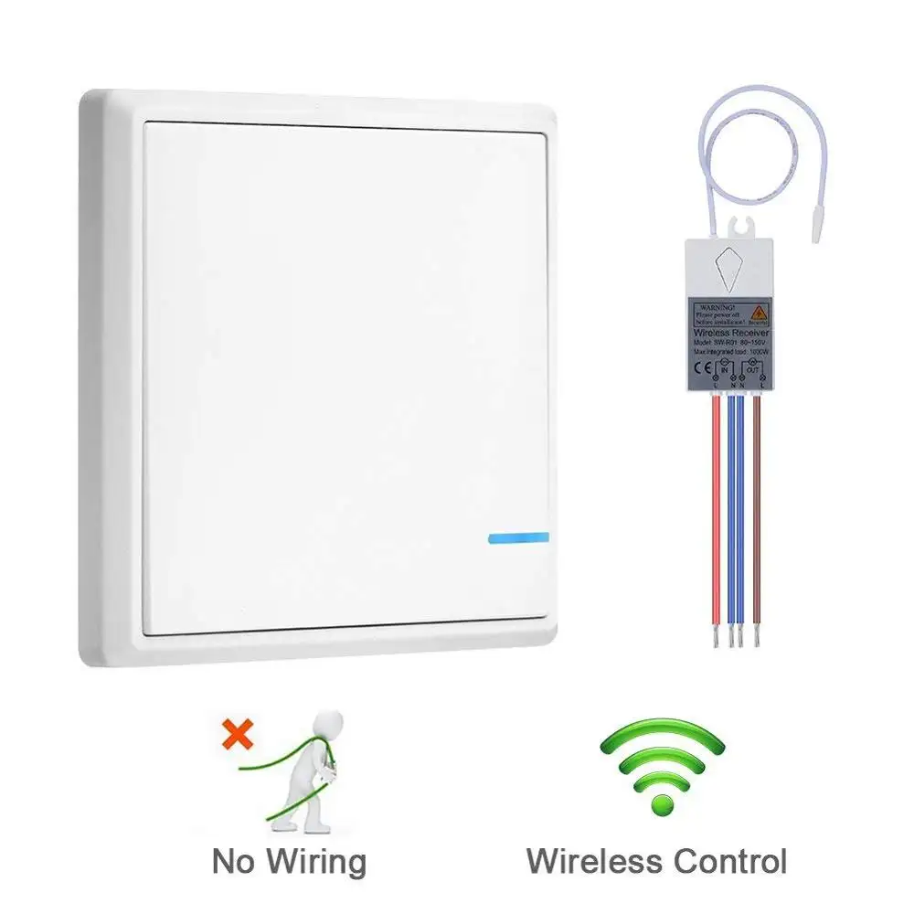 Waterproof New Products Home Automation Wireless Remote Control Smart Switch 1 way Wall on/off Light Switch