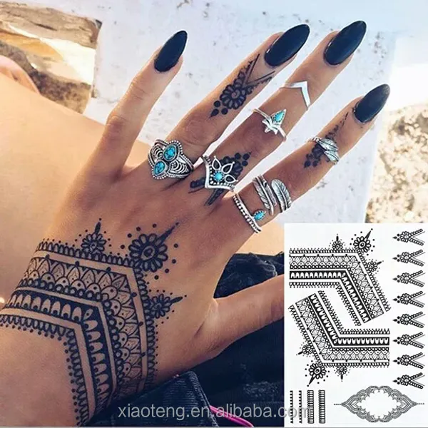 Yiwu Fabriek Nieuwe Mode Zwarte Henna Tattoo Goedkope Sieraden Henna Zwarte Niet-toxisch Tijdelijke Tattoo