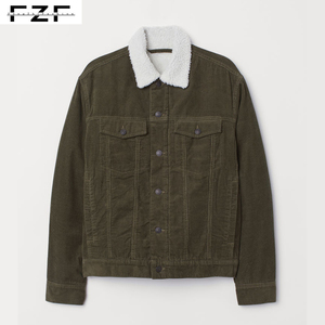 Fleece <strong>Lined</strong> Mens Winter Custom Corduroy <strong>Jacket</strong> With Raccoon <strong>Fur</strong> Collar - Product Image 4