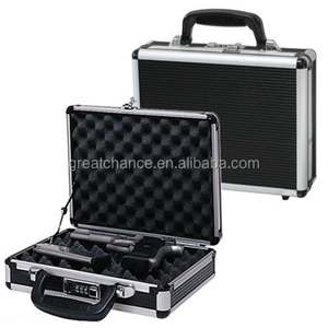 Black aluminum Single Pistol Gun Case w/combination lock Foam inside XY-995