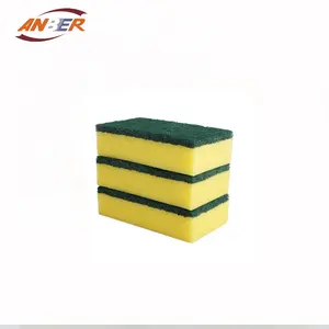 Abrasive Yellow Sponge For Dish Cleaning Scourer