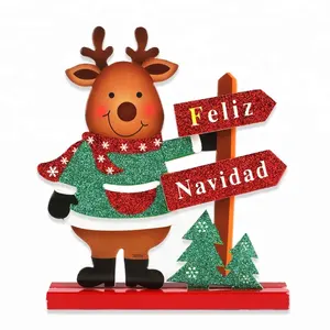 กระดาษแข็ง Reindeer ขาตั้งจอแสดงผล feliz navidad คริสต์มาสตกแต่งเทศกาลของขวัญอุปกรณ์เสริม