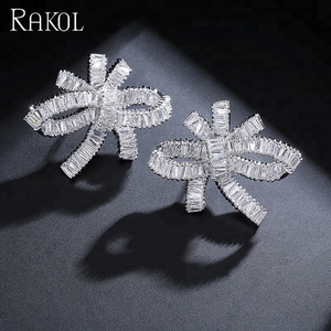 RAKOL EP366 <span class=keywords><strong>Orecchini</strong></span> da Sposa alla Moda in Cristallo Placcati Oro <span class=keywords><strong>Rosa</strong></span> con Design a Fiocco in Rame Placcato Oro Certificati - Product Image 5