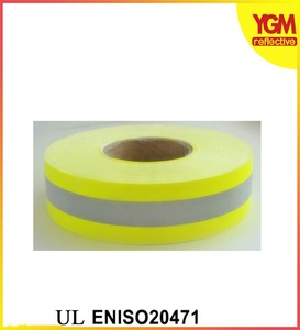 Cal fluorescente amarillo cinta reflectante resistente al fuego coser cinta de tela - Product Image 3