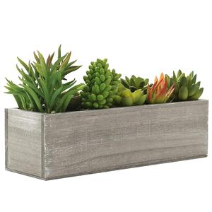 Artificiale Misto <span class=keywords><strong>Piante</strong></span> Succulente in Scatola Rettangolare Brown Fioriera in Legno - Product Image 3