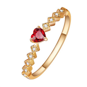 SGARIT 18K oro giallo anello di pietre preziose 0,16 ct rosso naturale rubino forma forma di fidanzamento gioielli da sposa alla moda all'ingrosso - Product Image 2
