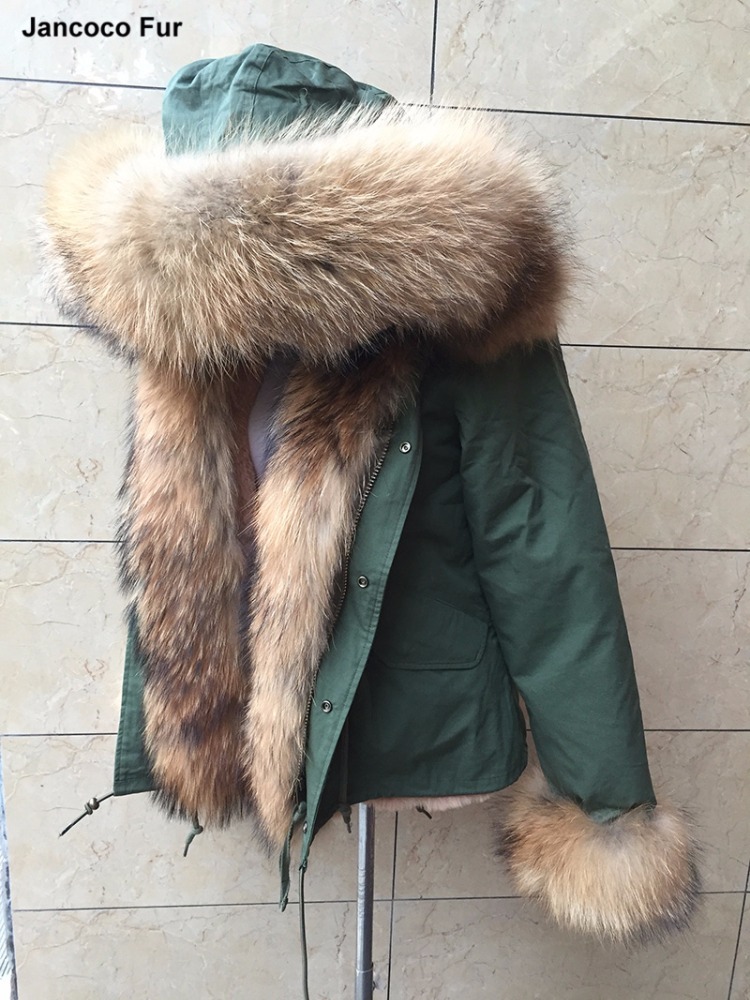 Nouveau Femmes Réel Fourrure De Raton Laveur Collier À Capuchon Parka Veste D'hiver Chaud Épais Pardessus Top Qualité Parker