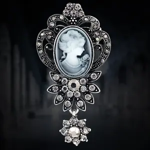 <span class=keywords><strong>Broche</strong></span> vintage en cristal avec motif de <span class=keywords><strong>camée</strong></span>, bijoux de mode, <span class=keywords><strong>broche</strong></span> ovale avec portrait de tête de reine pour les souvenirs de mariage, cadeaux - Product Image 2
