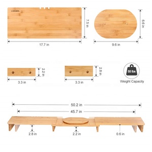 Kép ba màn hình máy tính cá nhân đứng 3 kệ tre gỗ màn hình đứng Riser - Product Image 6