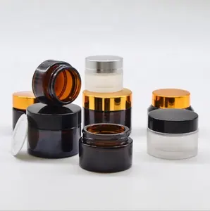 5Ml 10Ml 15Ml 20Ml 30Ml 50Ml 100Ml Mỹ Phẩm Kem Container Hổ Phách Glass Jar Với Vàng Bạc Đen Trắng Có Nắp Đậy