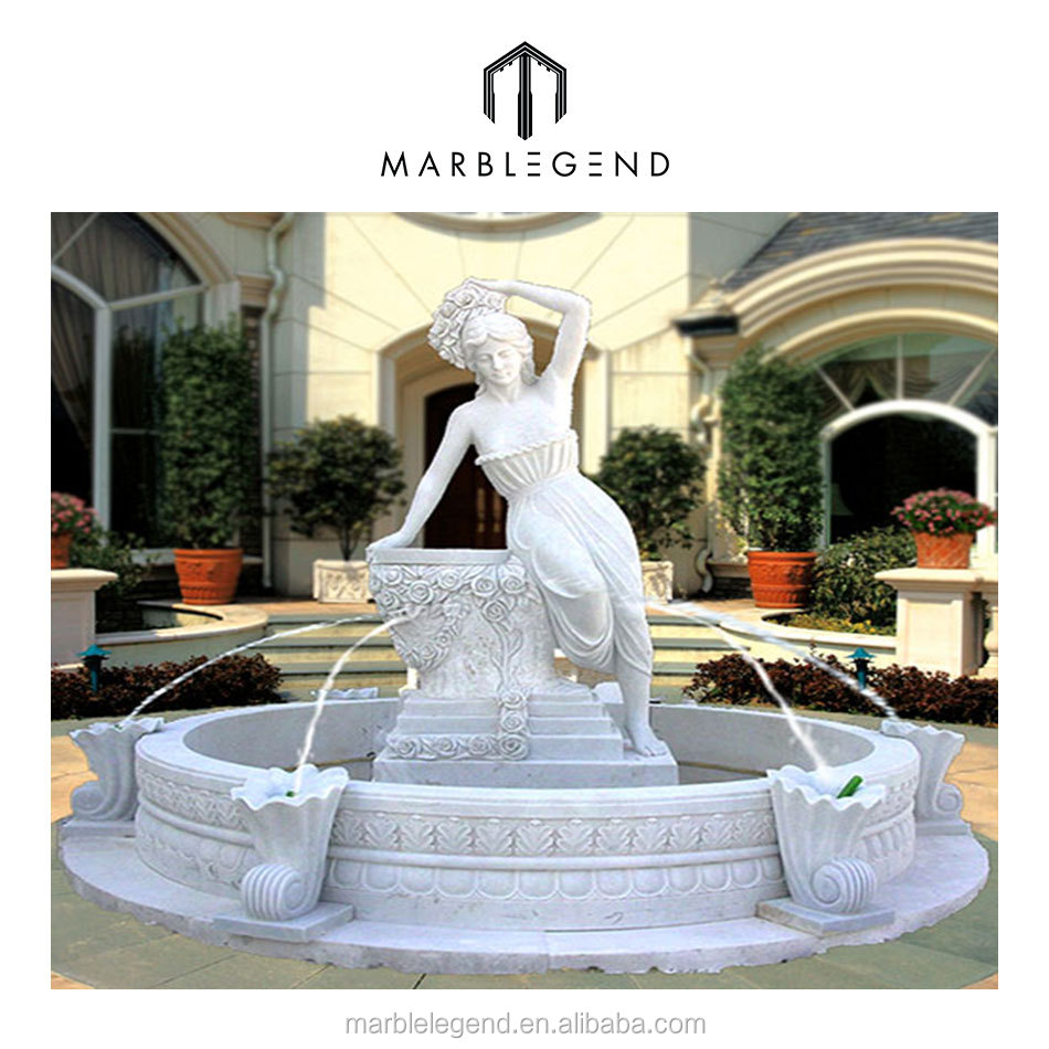 Nude Women Fountain Marble Statue for Garden Decor | Durable Stone