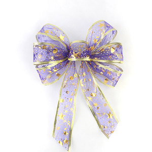 Tren baru pita hias Natal Organza pita bermata-kawat berkilau pita dekorasi elegan untuk dekorasi perayaan - Product Image 6
